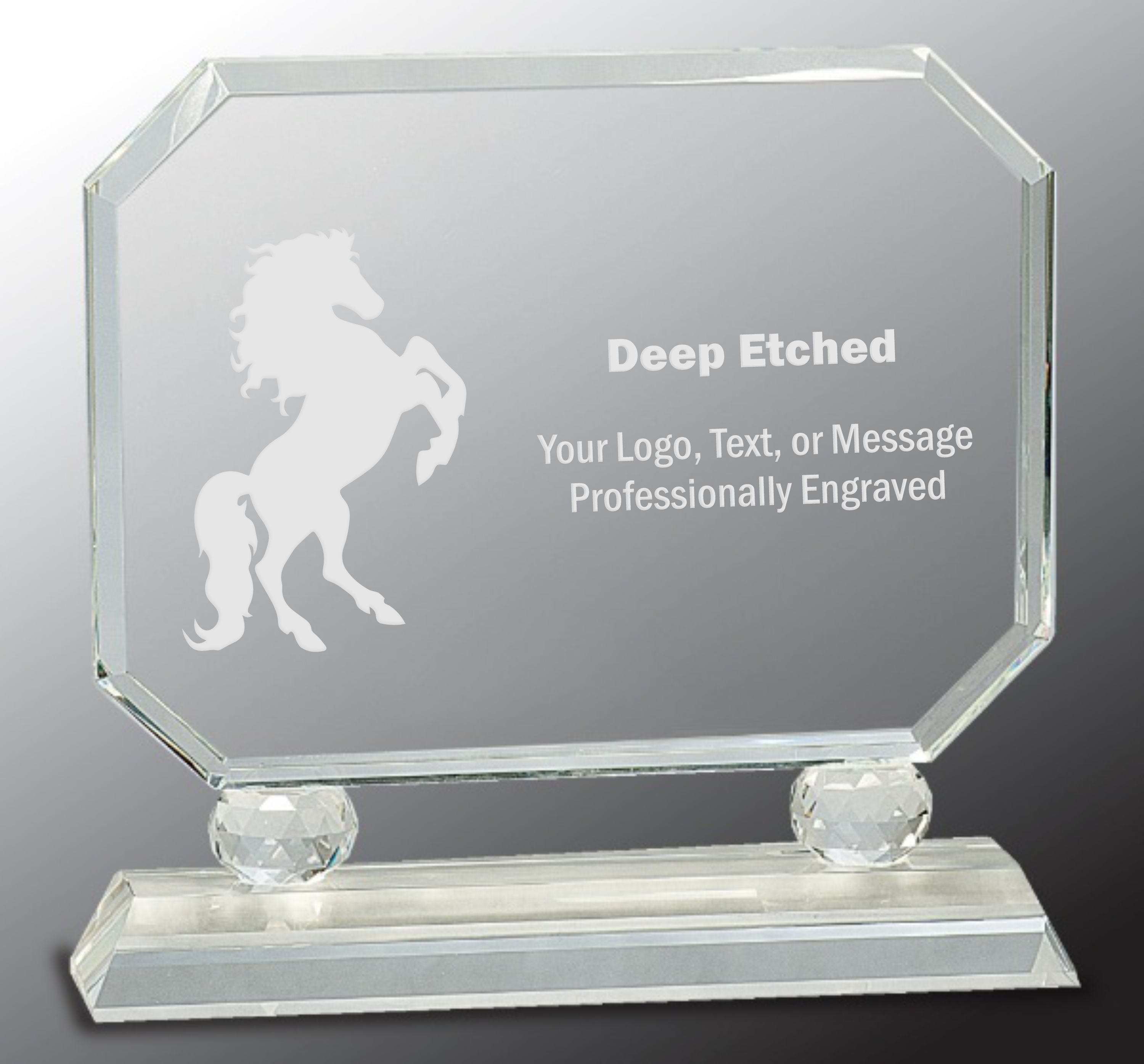 8" Rectangle Crystal Award on Clear Pedestal Base
