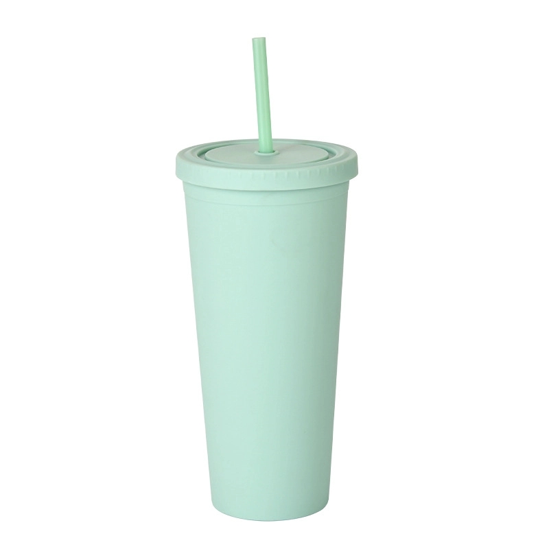 24oz Frosted Plastic Tumbler with Lid And Straw 24