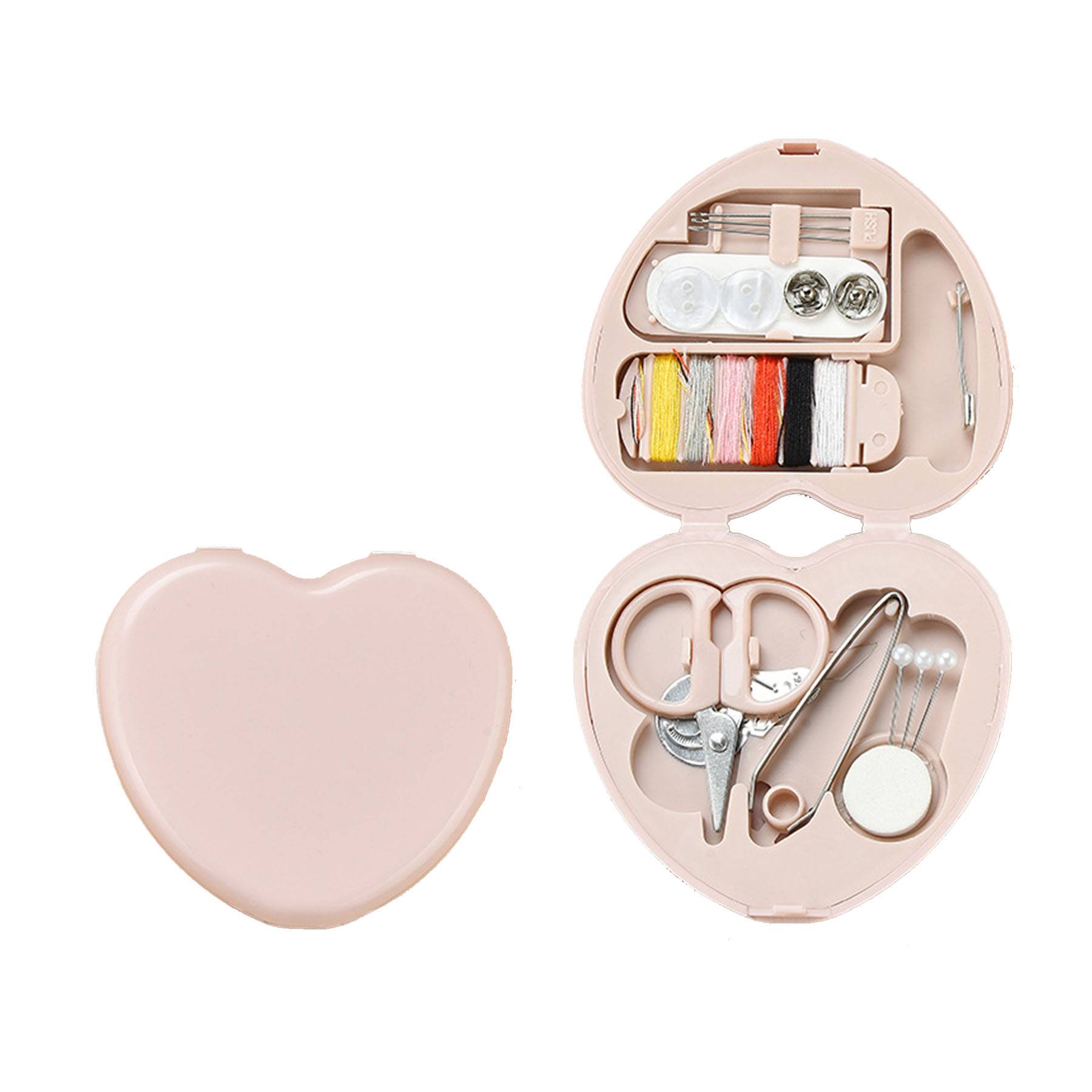 Plastic Mini Heart Shaped Needle and Thread Box Set 4