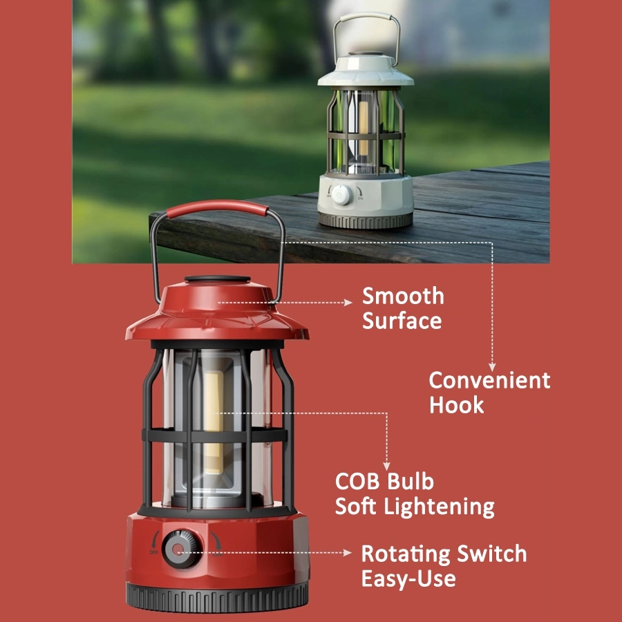 Retro Outdoor Camping Light Picnic Lantern AA/Li-ion Battery 2