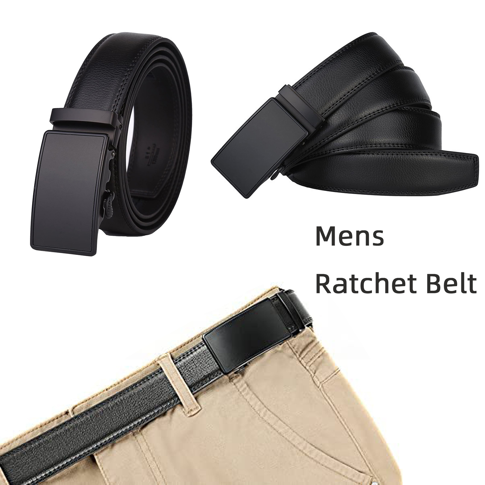 Men Real Leather Ratchet Dress Casual Belt 2