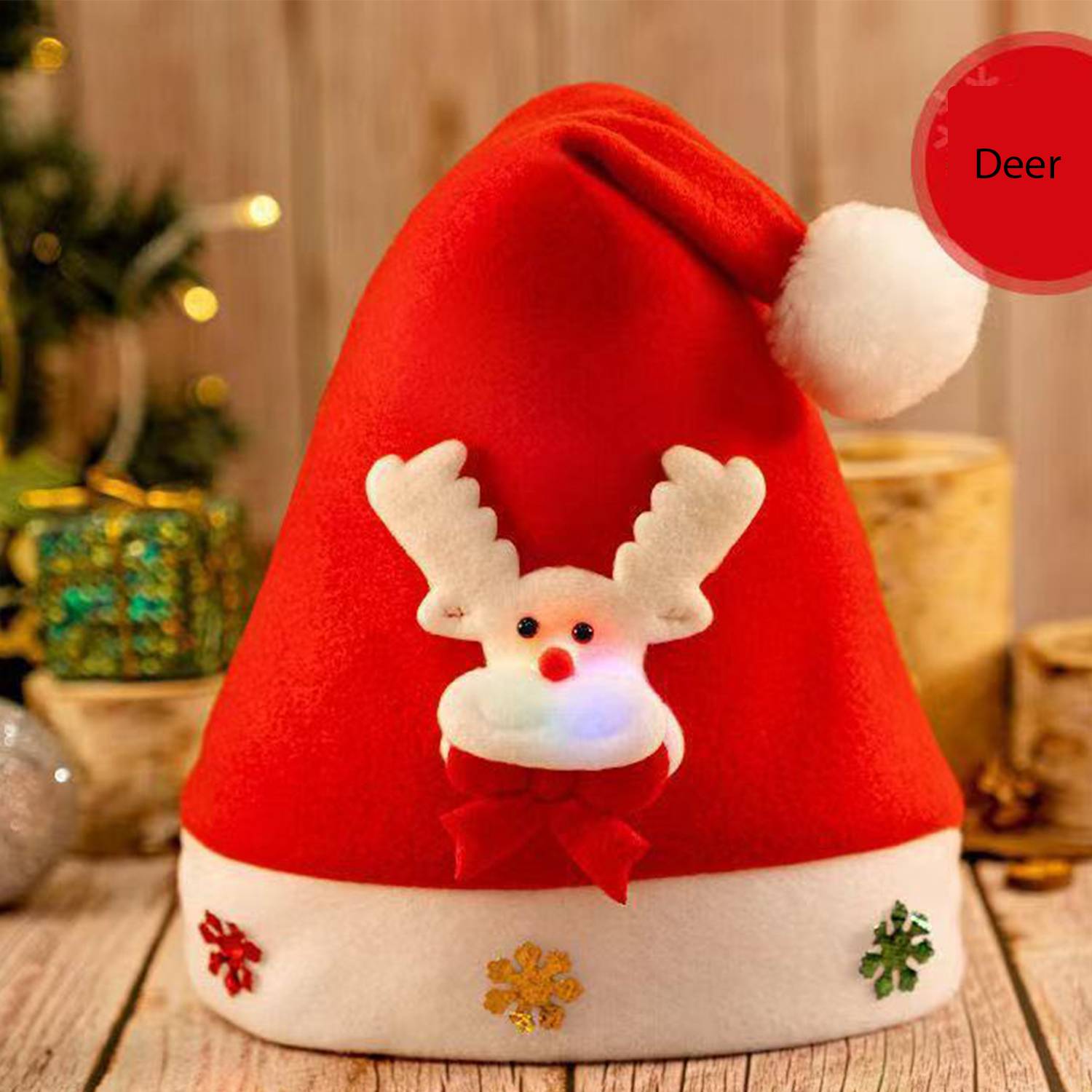 Christmas Hats LED Light Santa Snowman Deer 4