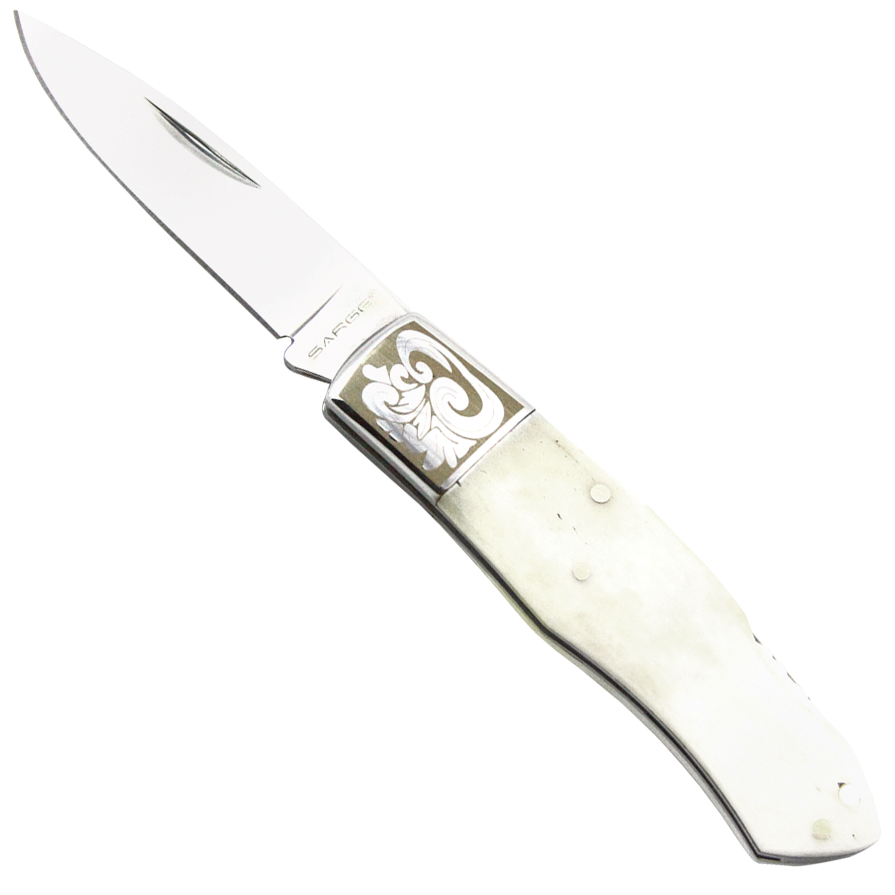 Bovine - Decorative White Bone Pocket Knife 1