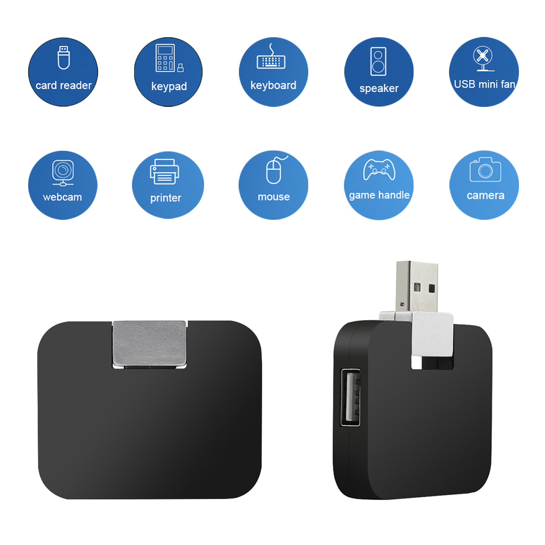 Portable 4 in 1 Square Multi USB Folding Splitter 4