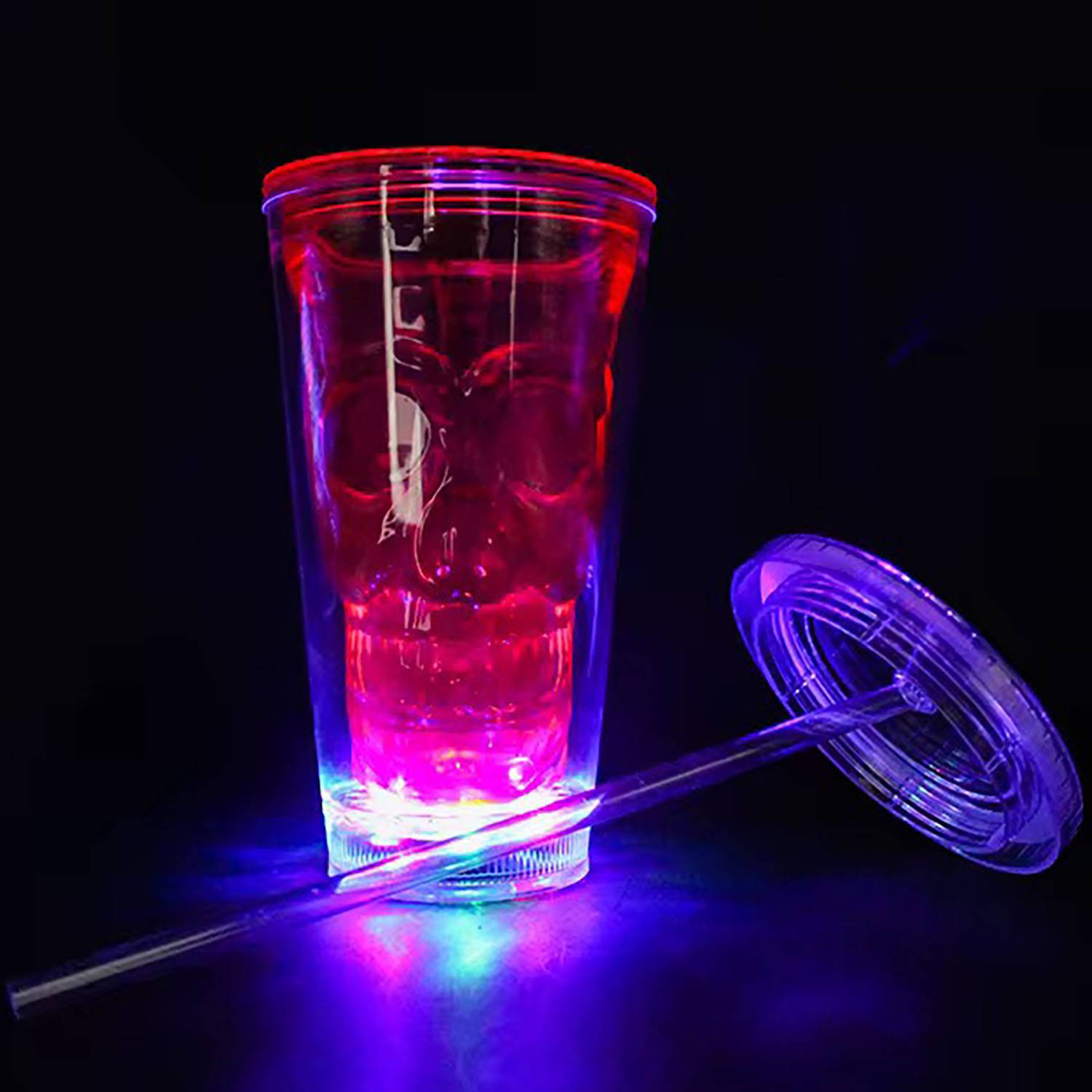 12oz LED Light Up Halloween Skeleton Straw Cup 7