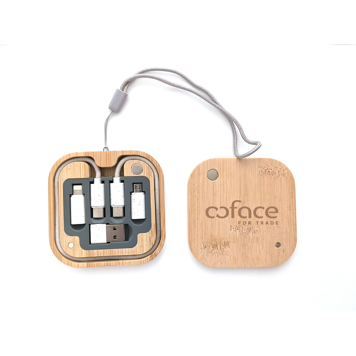 6-in-1 Travel Charging Cable Kit with Bamboo Storage Box 7