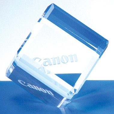 GLASS CUBE PAPERWEIGHT 1