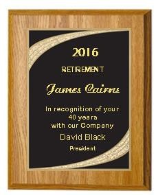 7" x 9" Oak Finish Plaque with a Black Majestic Plate 2
