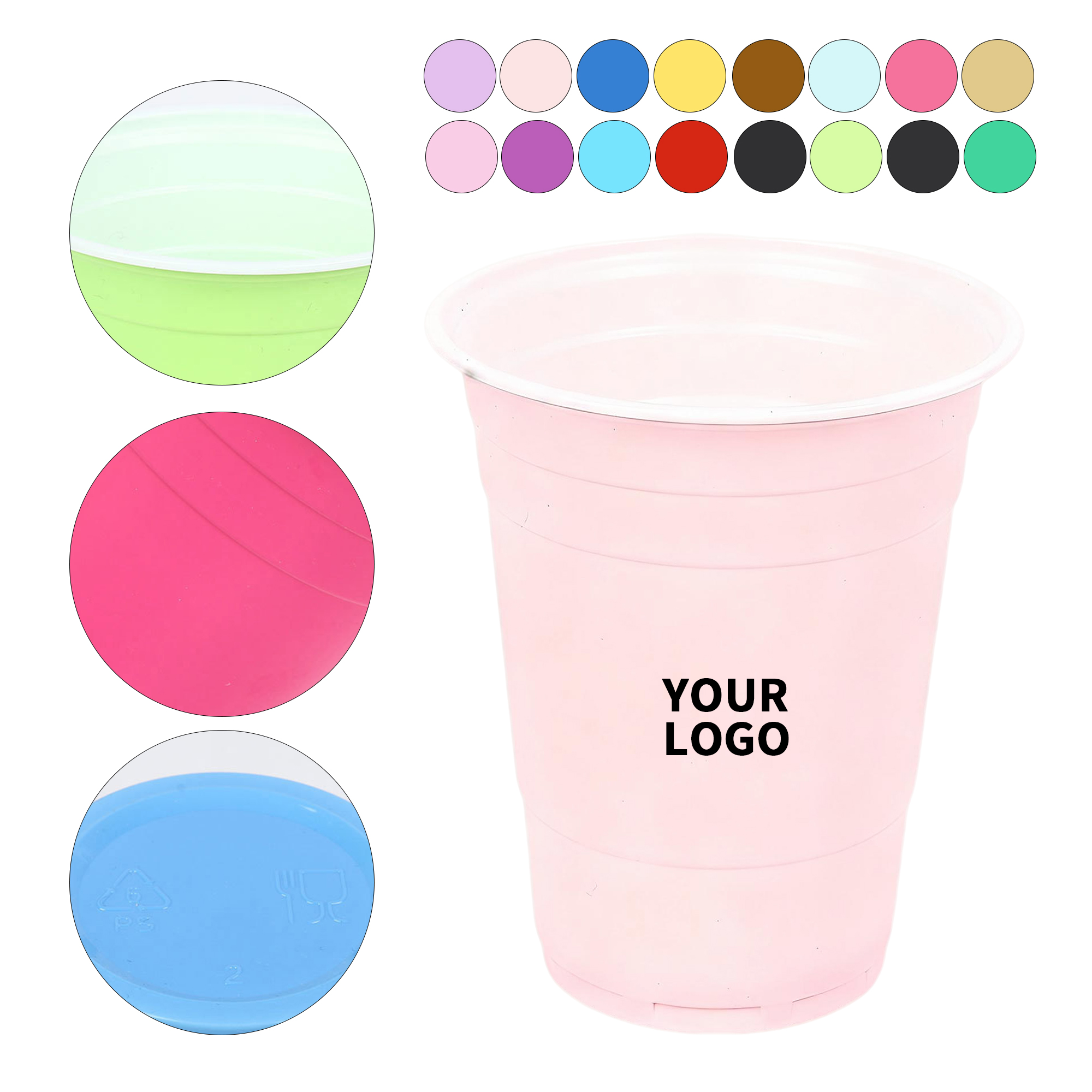 Sixteen Ounce Reusable Party Cup With Rolled Edge 18