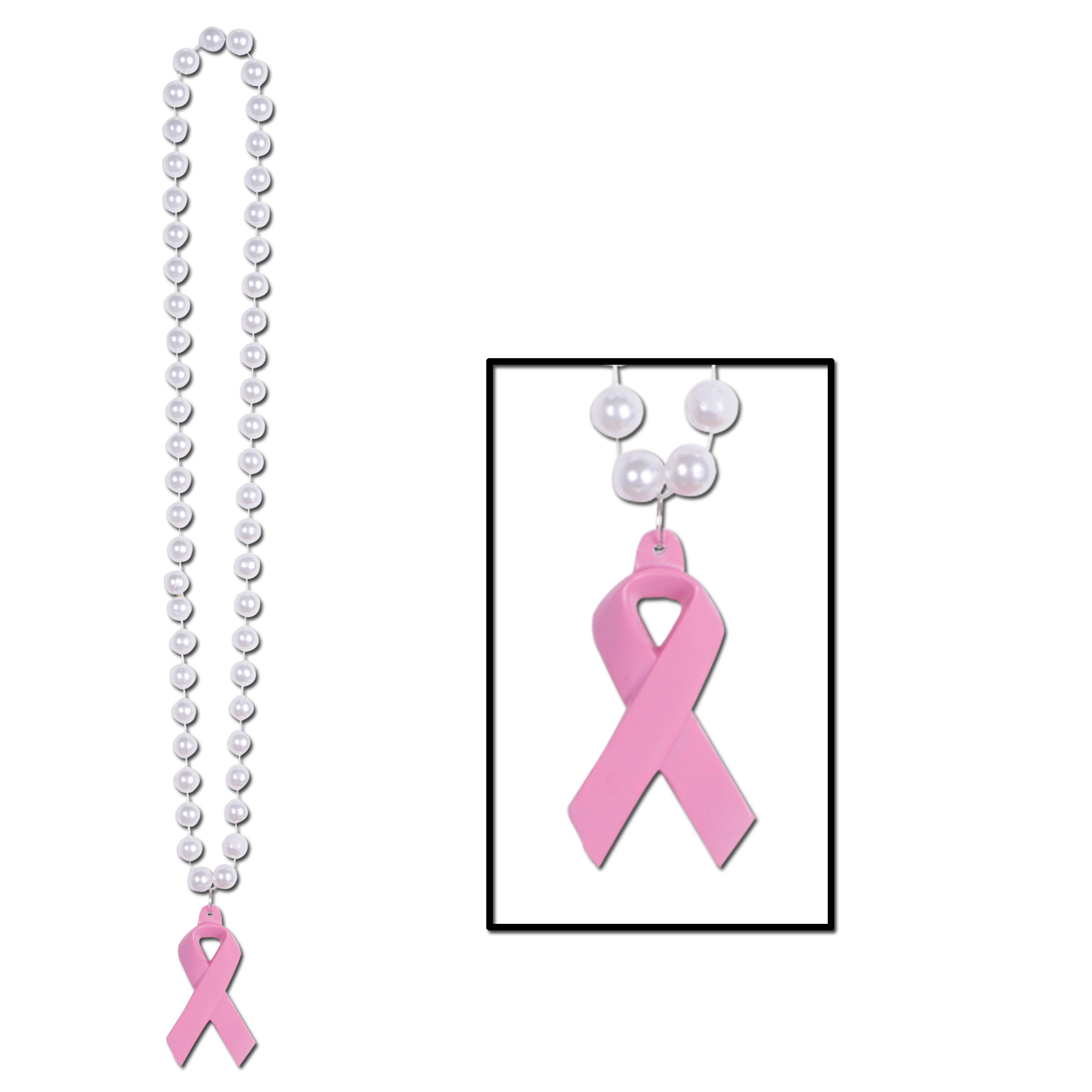 Beads w/ Pink Ribbon Medallion