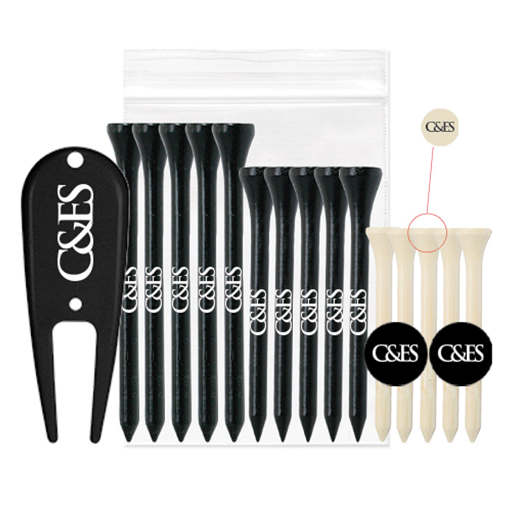 5 2 1/8" Tees 5 2 3/4" Tees 5 3 1/4" Tees 2 Ballmarkers & 1 Plastic Divot tool