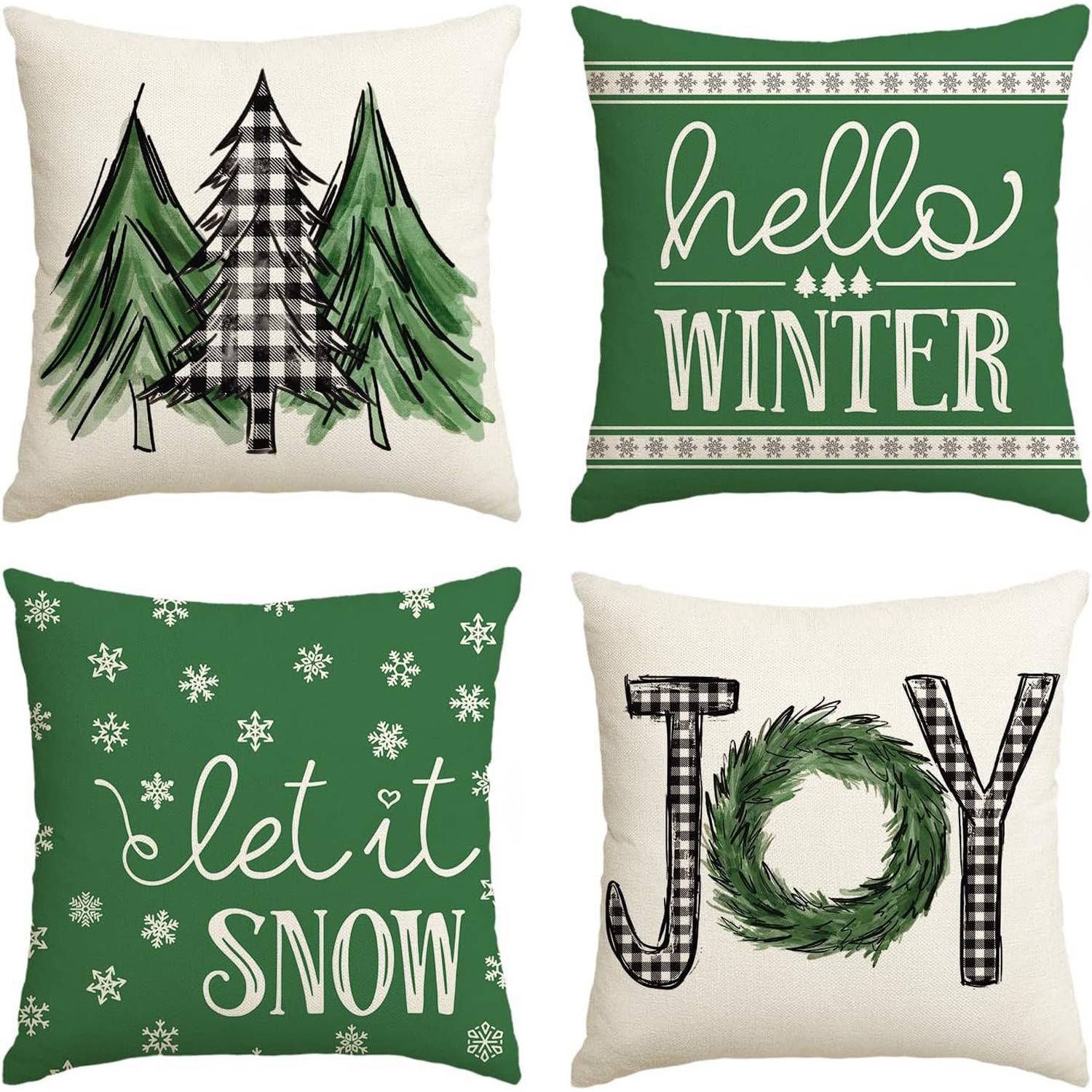 4PCS Christmas Throw Pillows Set 11