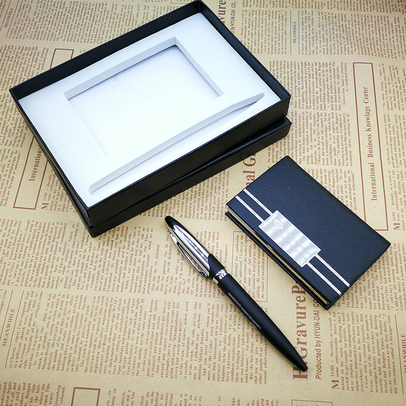 2-Piece Office Gift Set Metal Ball Pen and Card Case 3