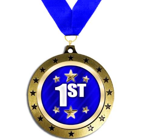 Medallion Holder: 2" Star Bezel Antique Gold w/M 2