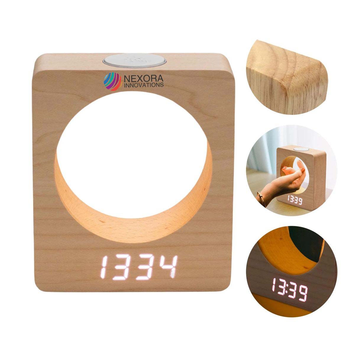 Moon Shaped LED Alarm Clock with Night Light 2