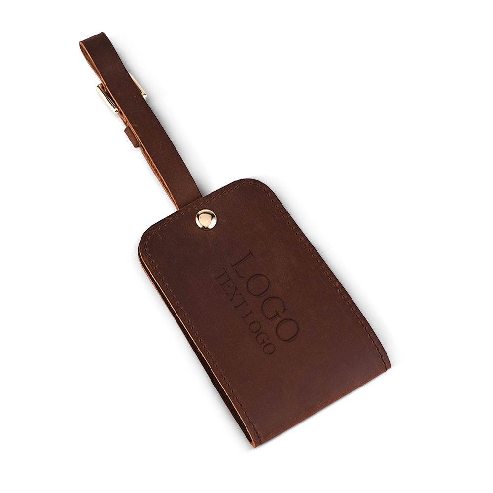 Brown Genuine Leather Luggage Tag 4