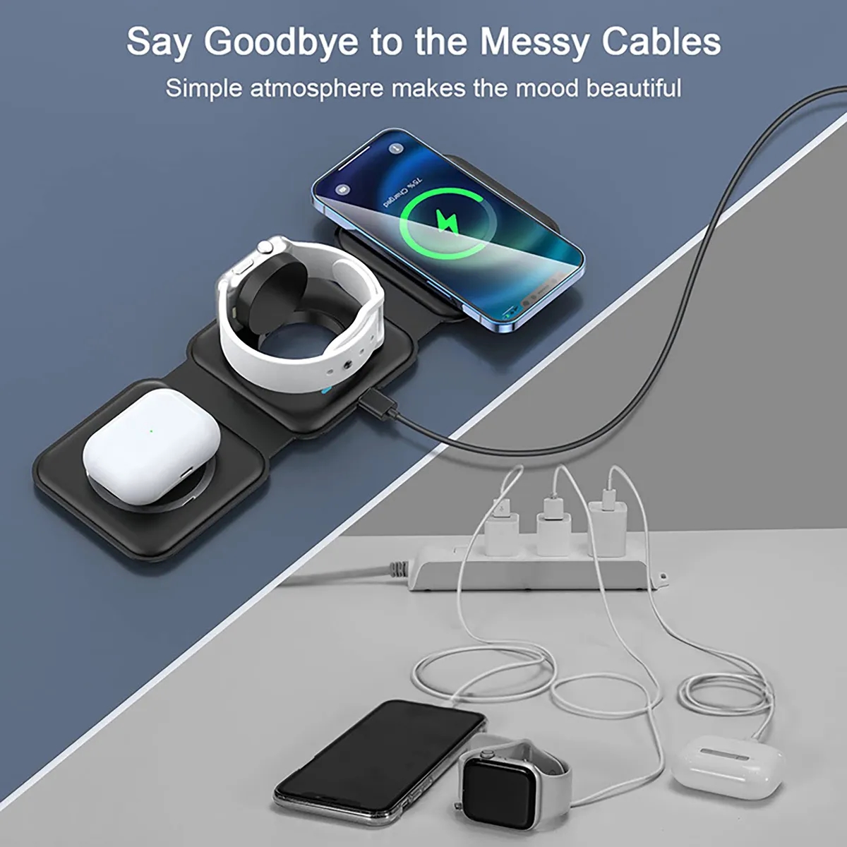 3-in-1 Foldable 15W Magsafe Wireless Charging Station 3