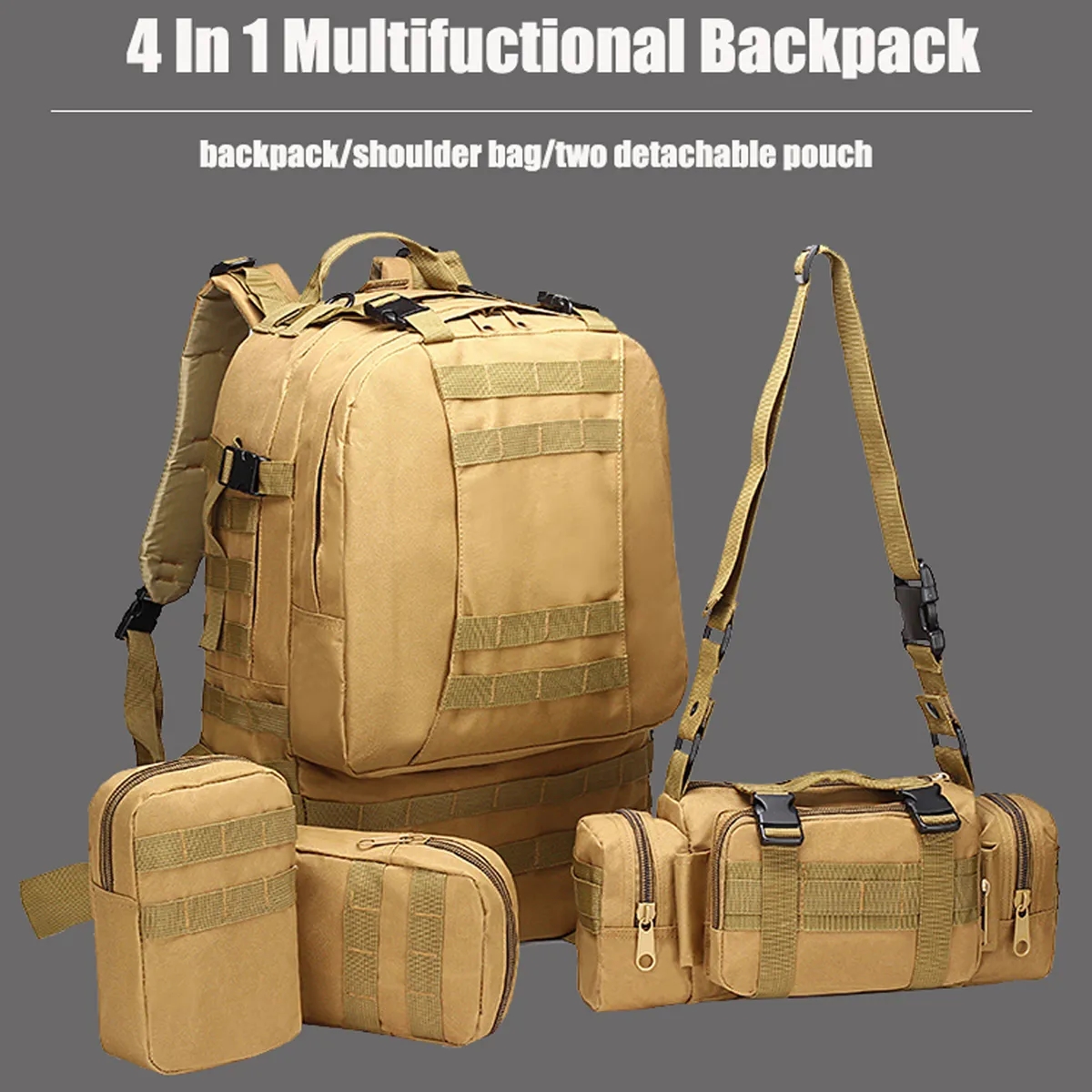 60L Large Capacity Detachable Tactical Backpack 4