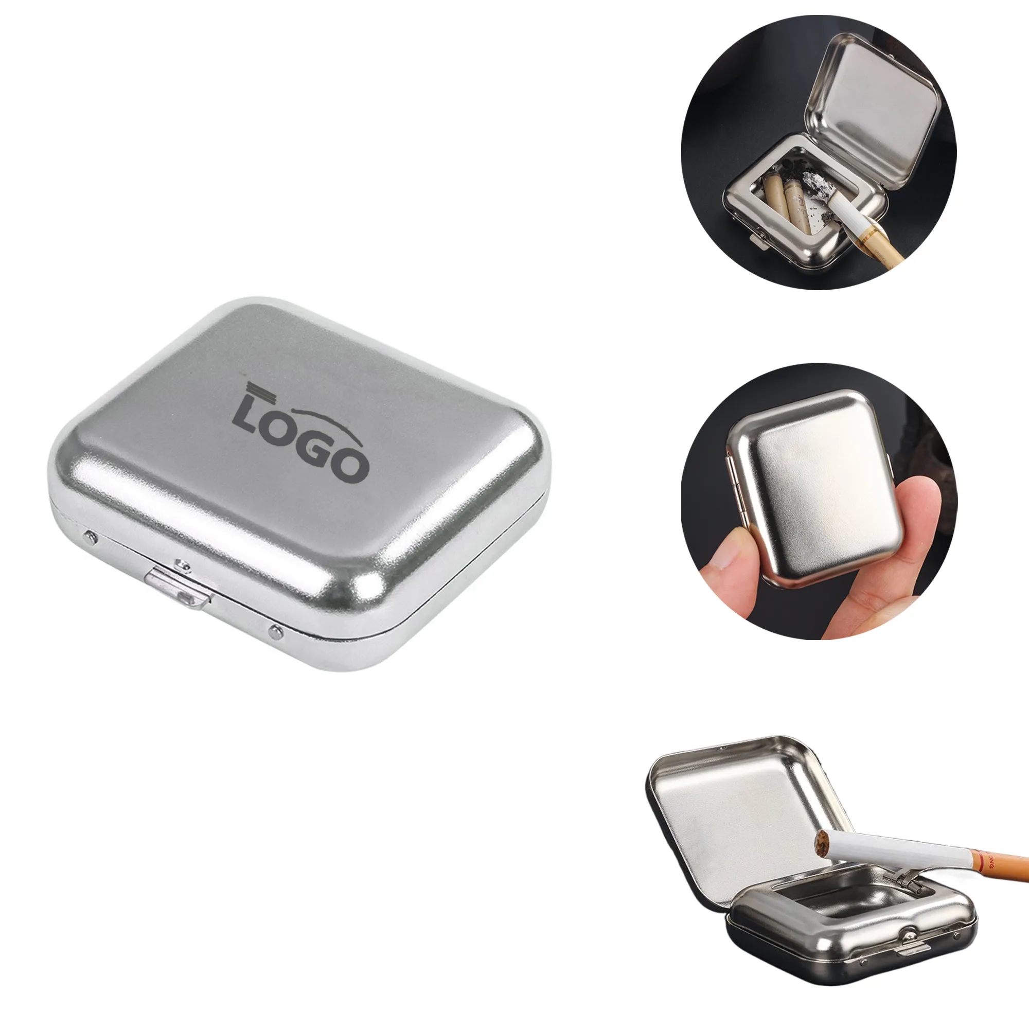 MOQ50 Portable Metal Pocket Ashtray Mini Travel 2