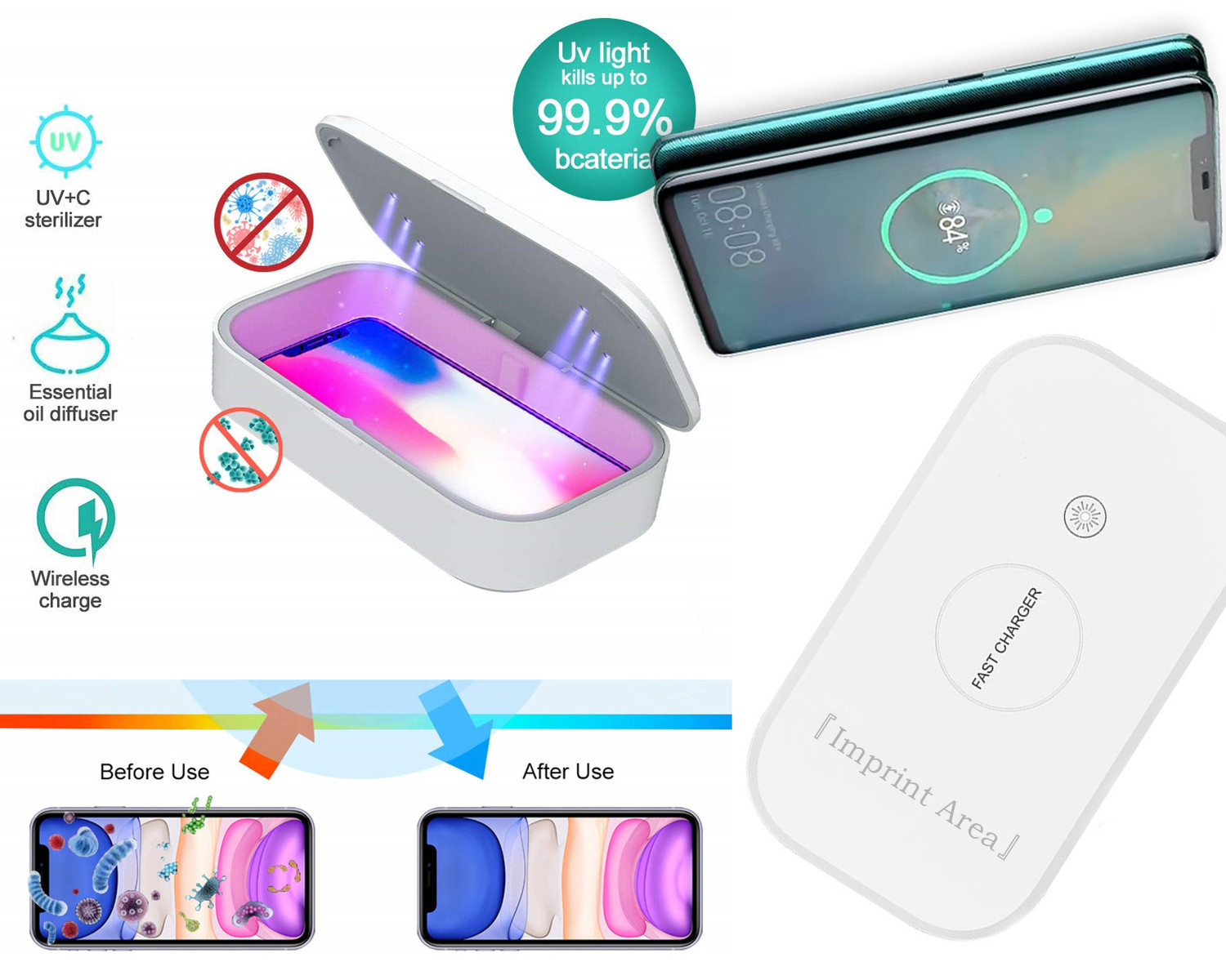 Wireless Fast Charger UV Light Sterilizer Box 2