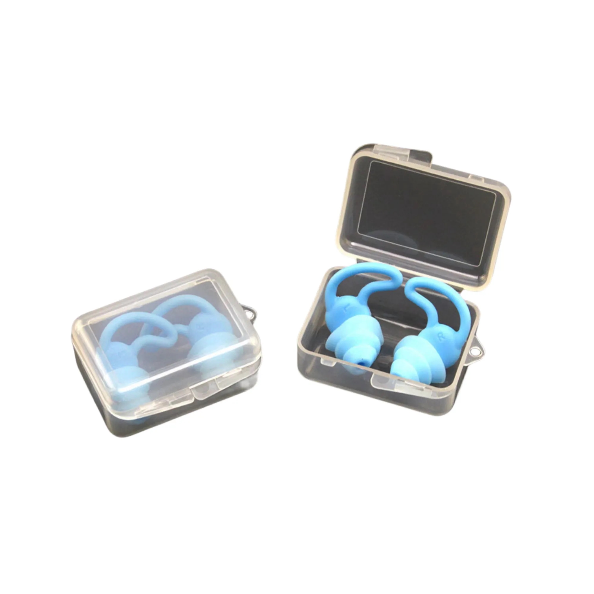 Silicone Noise Cancelling Earplugs and Clear Clip Case 1