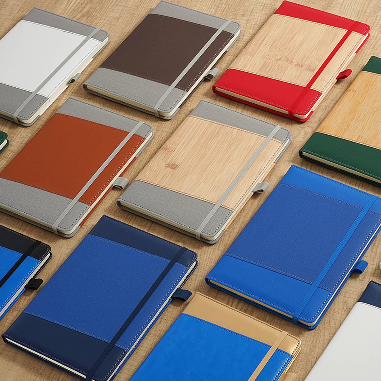 A5 PU Patchwork Business Notebook w/ Strap 4