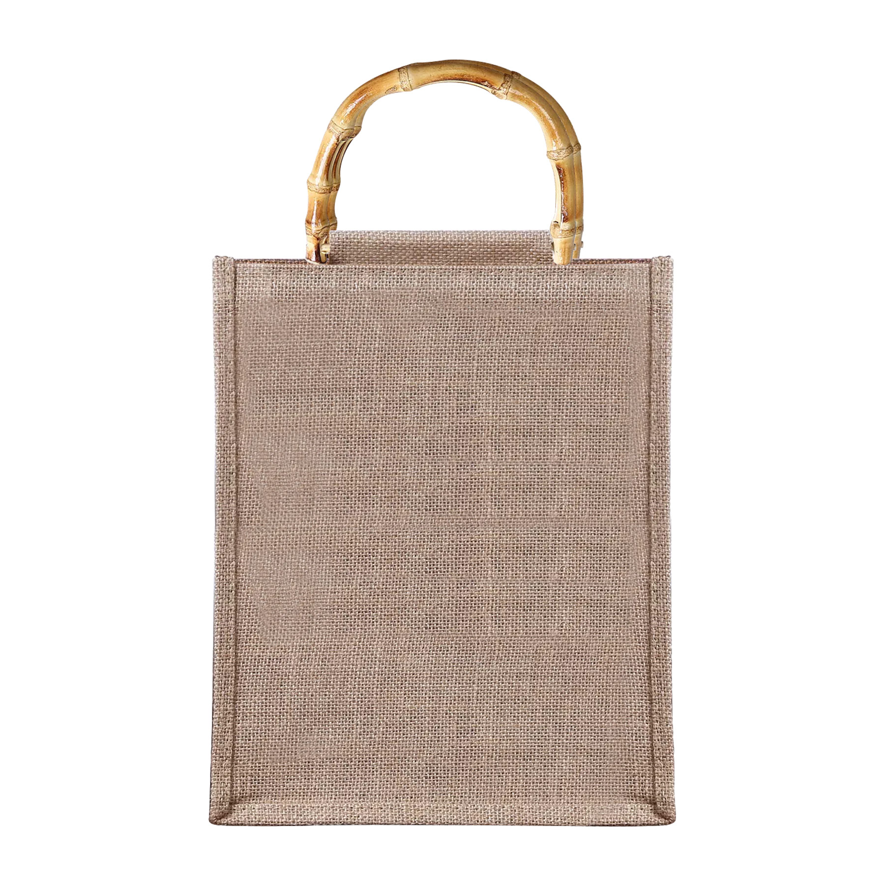 Jute Gift Tote Bag With Bamboo Handle, custom tote bag with logo imprint 11