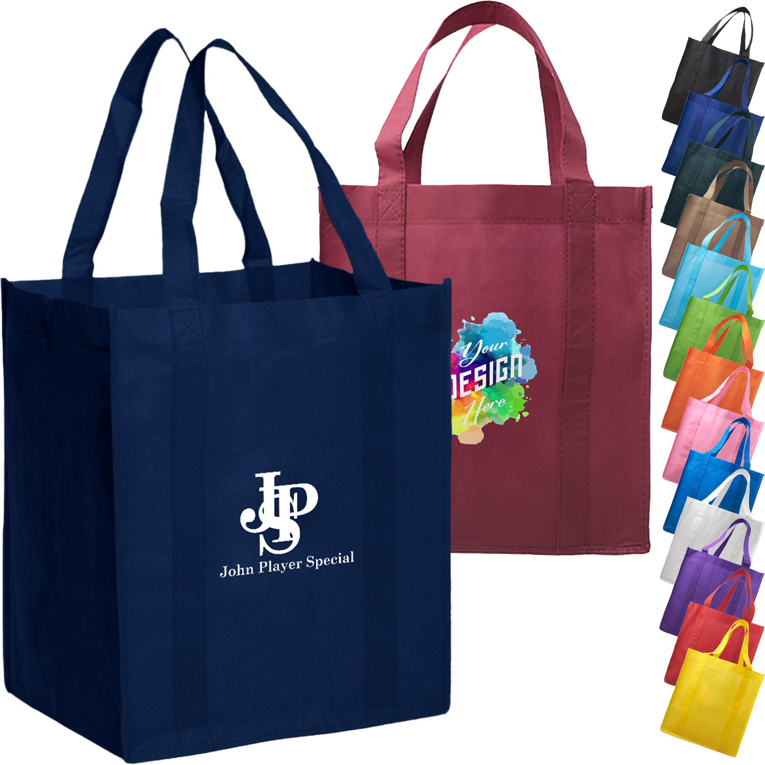Non-Woven Reusable Grocery Shopping Tote Bag W/ Gusset USA Decorated (13" X 10" X 15") 1