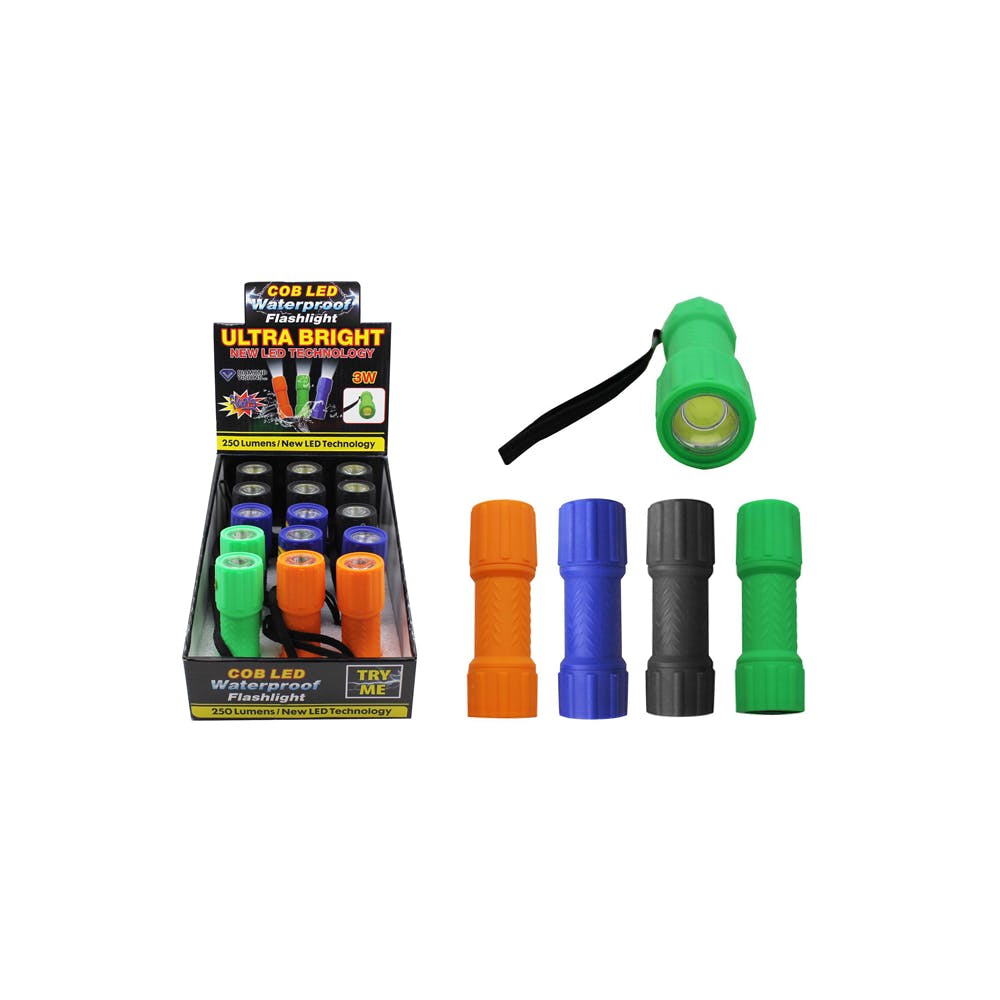 COB LED Waterproof Flashlights Assorted Colors 1