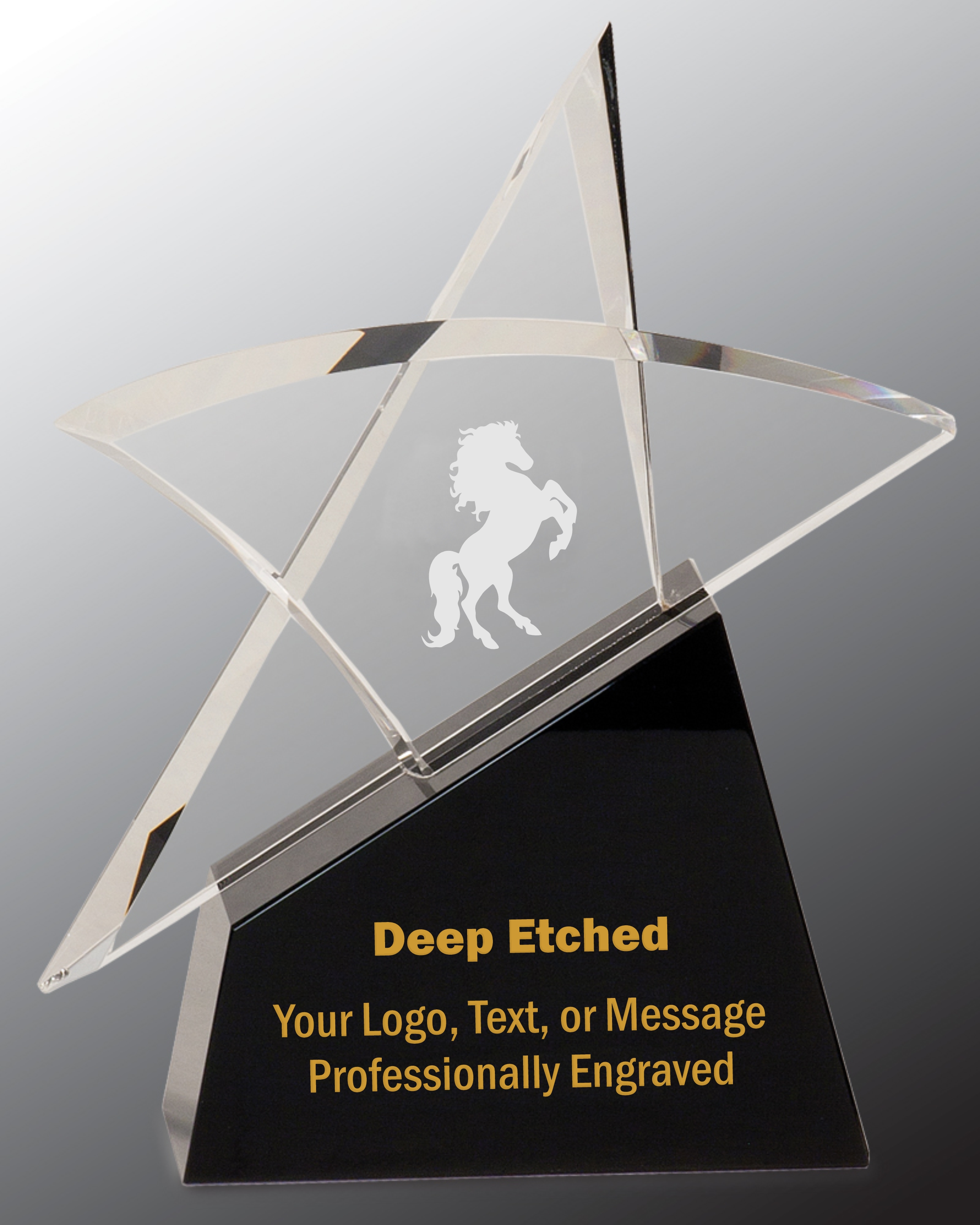 8 3/4" Clear Crystal Outline Star Award on Black Base