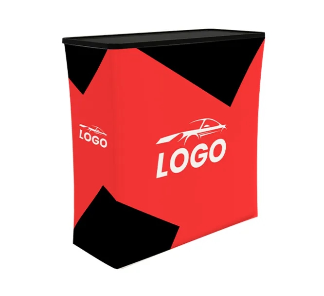 10ft Inline Trade Show Booth – Fabric Backwall Display with Counter & LED Lights 3