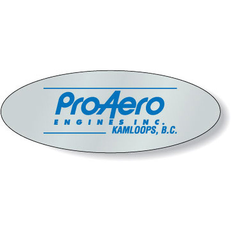 Dull Silver Foil Paper Flexo-Printed Stock Oval Roll Labels (1.5"x4")