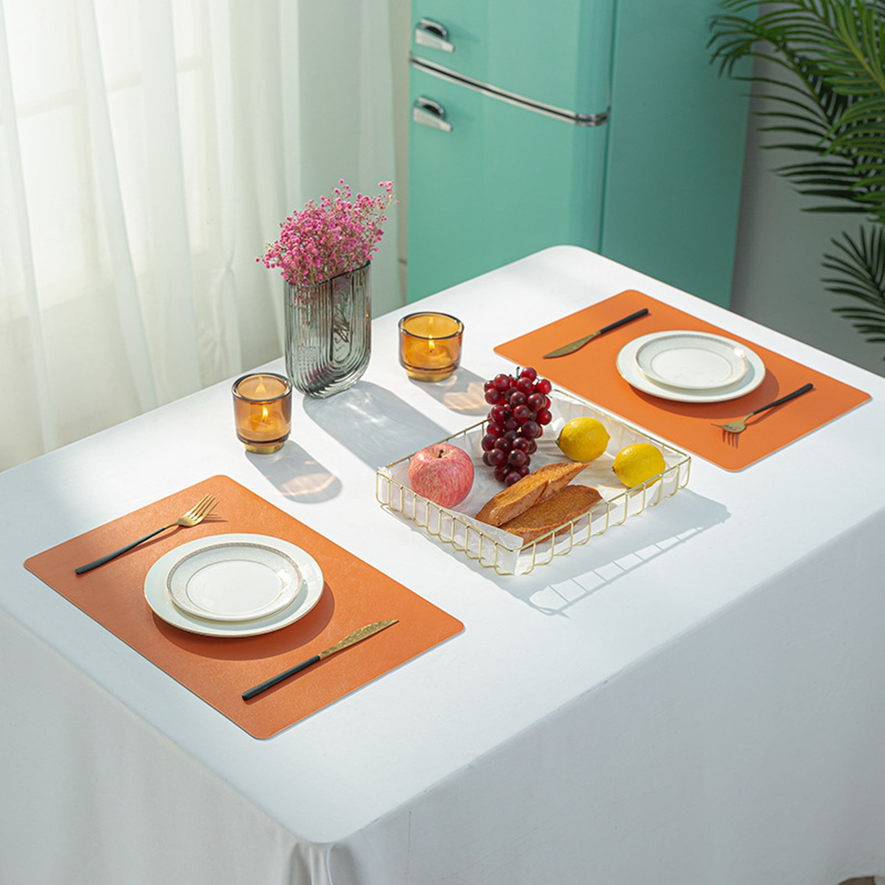 Heat Resistant Faux Leather Dual Side Dining Table Placemat 10