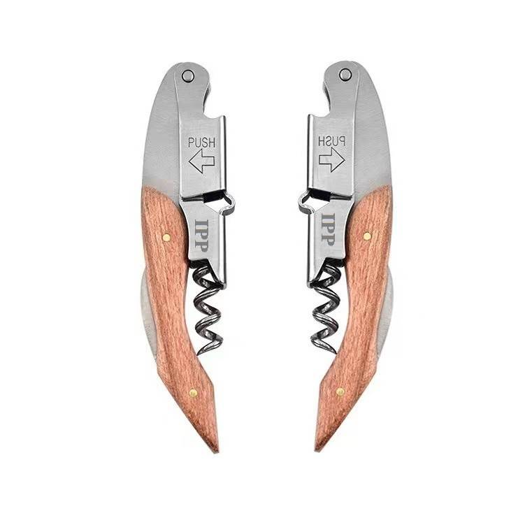 Wood Handle Screw Corkscrew Portable Bottle Openers