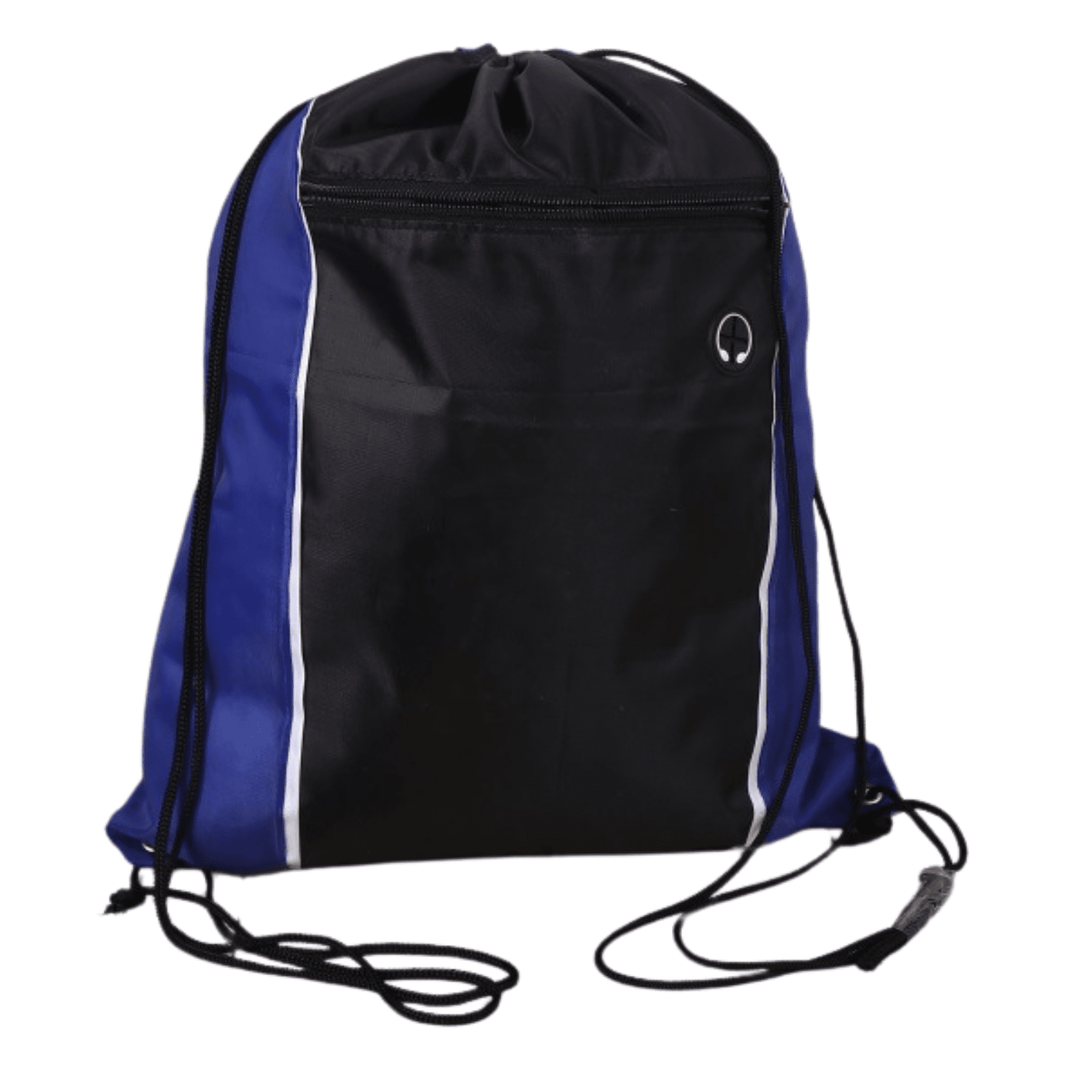 Tri-Color Drawstring Backpack with Earphone Slot & Front Zipper (14" x 18") 2