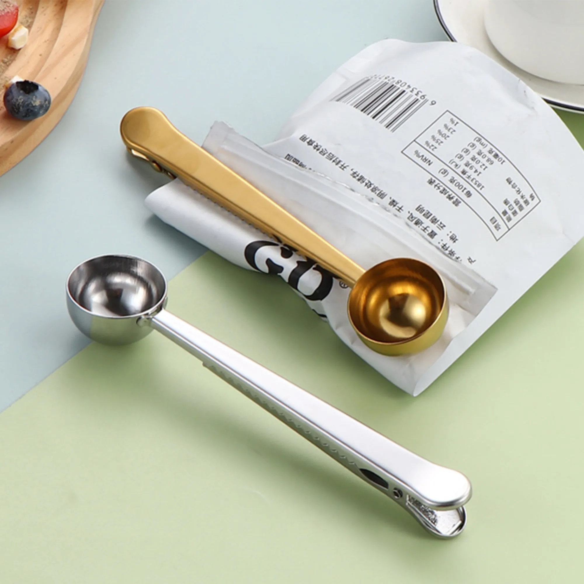 Stainless Steel Sealing Clamp Coffee Spoon With Bag Clip 4