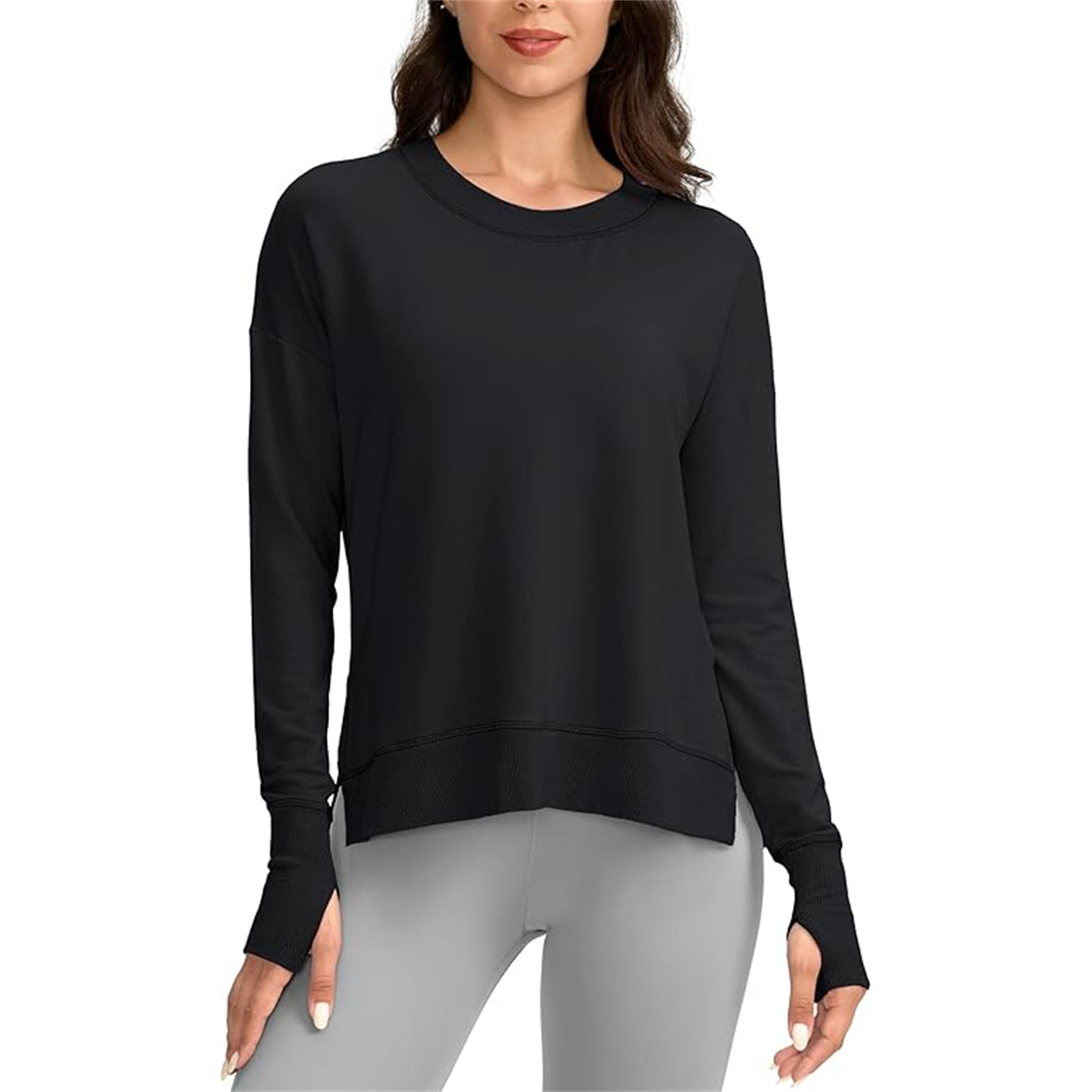 Womens' Side Slit Thumb Holes Yoga Shirt 18