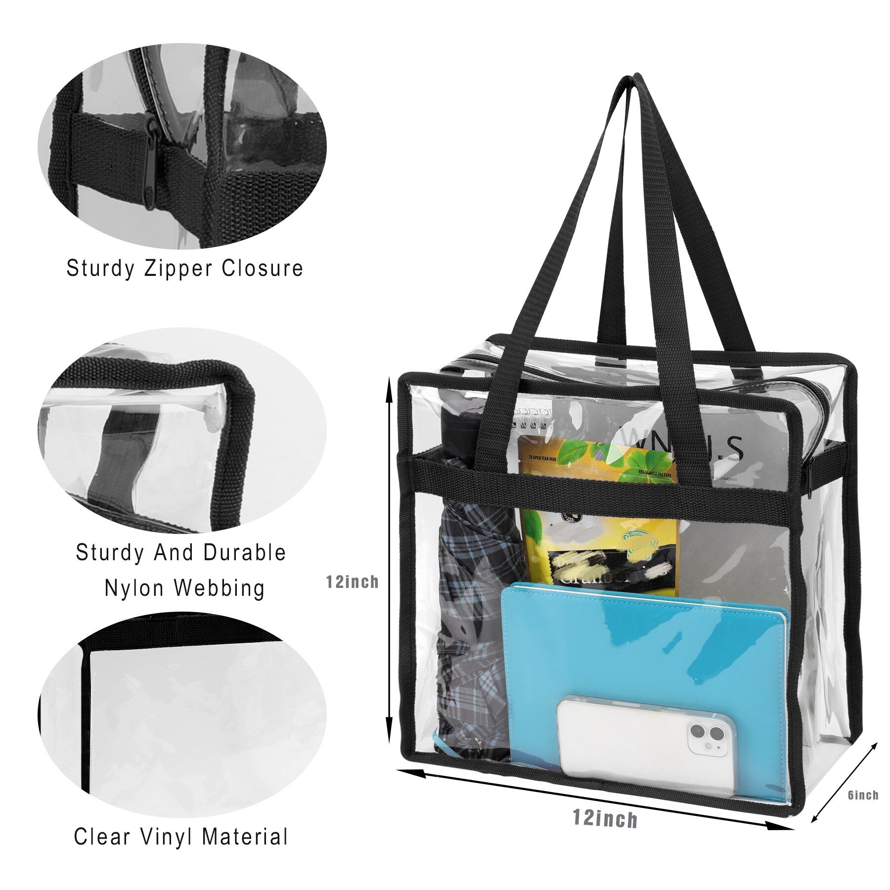 Clear Tote Bag With Zipper 12
