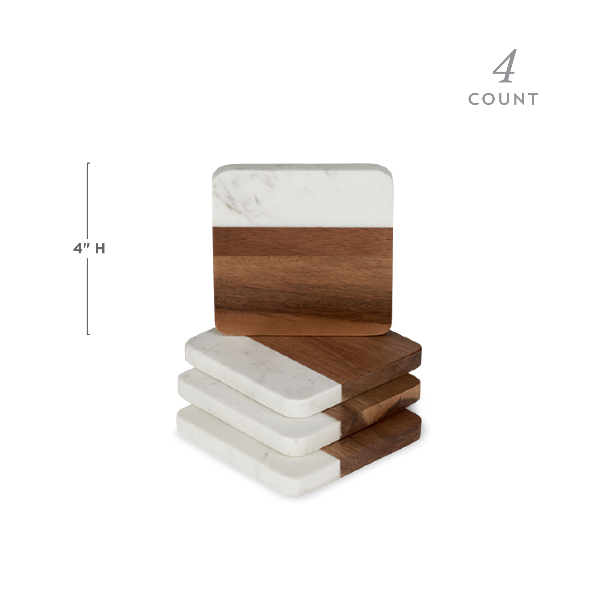 Twine Living® Marble & Acacia Coaster Set 9