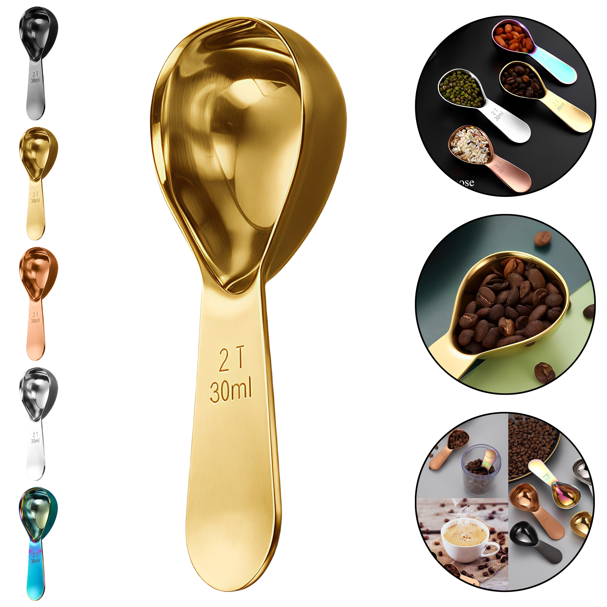30ml Stainless Steel Coffee Scoop with Measurement Marks 5