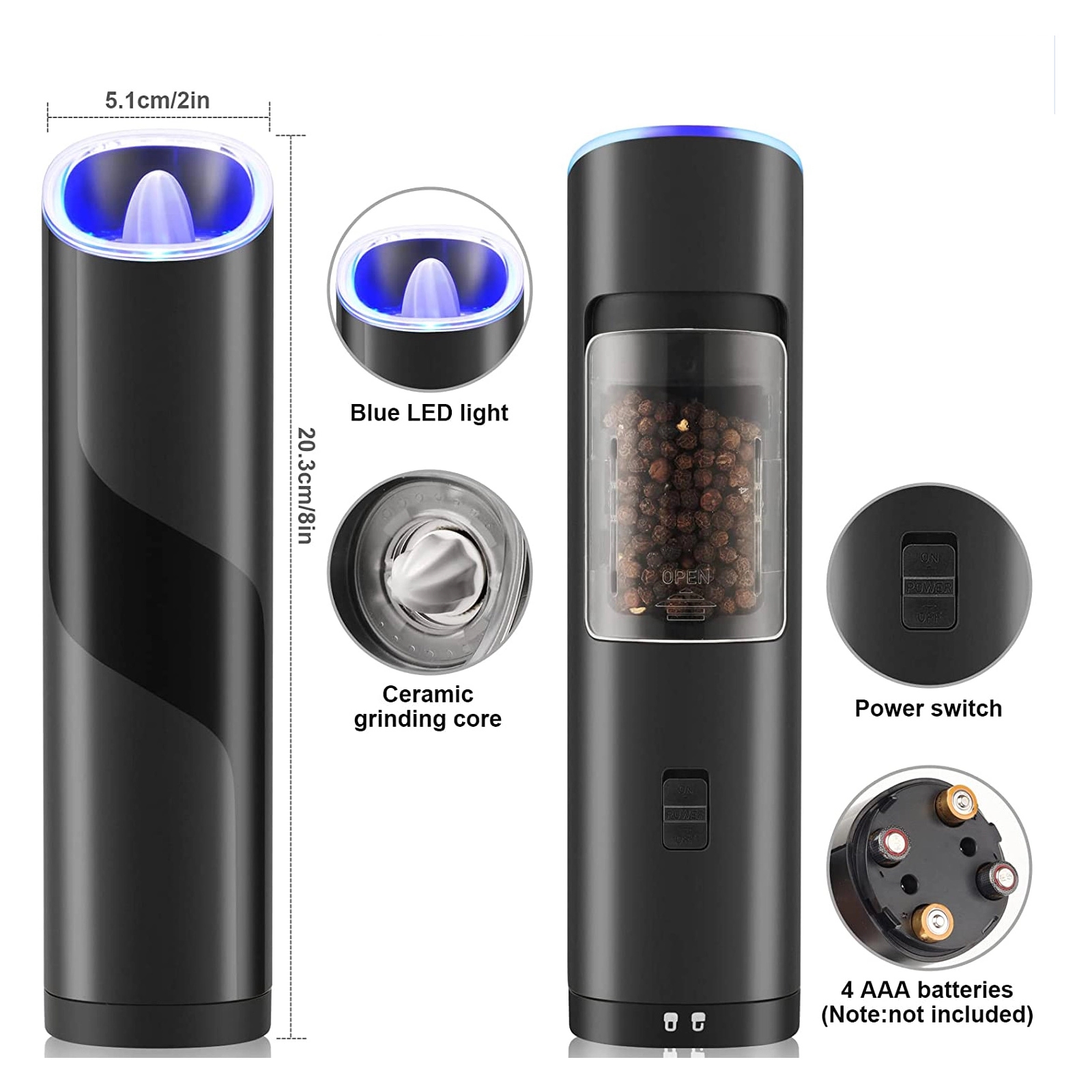 Electric Operated Gravity Pepper Grinder 5