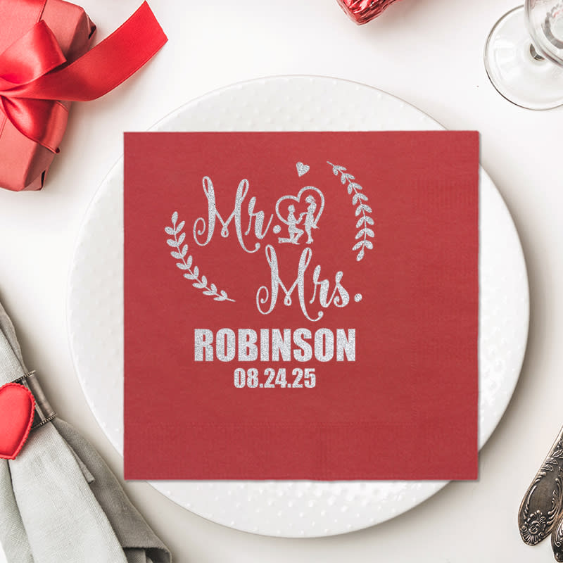 Foil Stamped Square Dinner Napkins 13