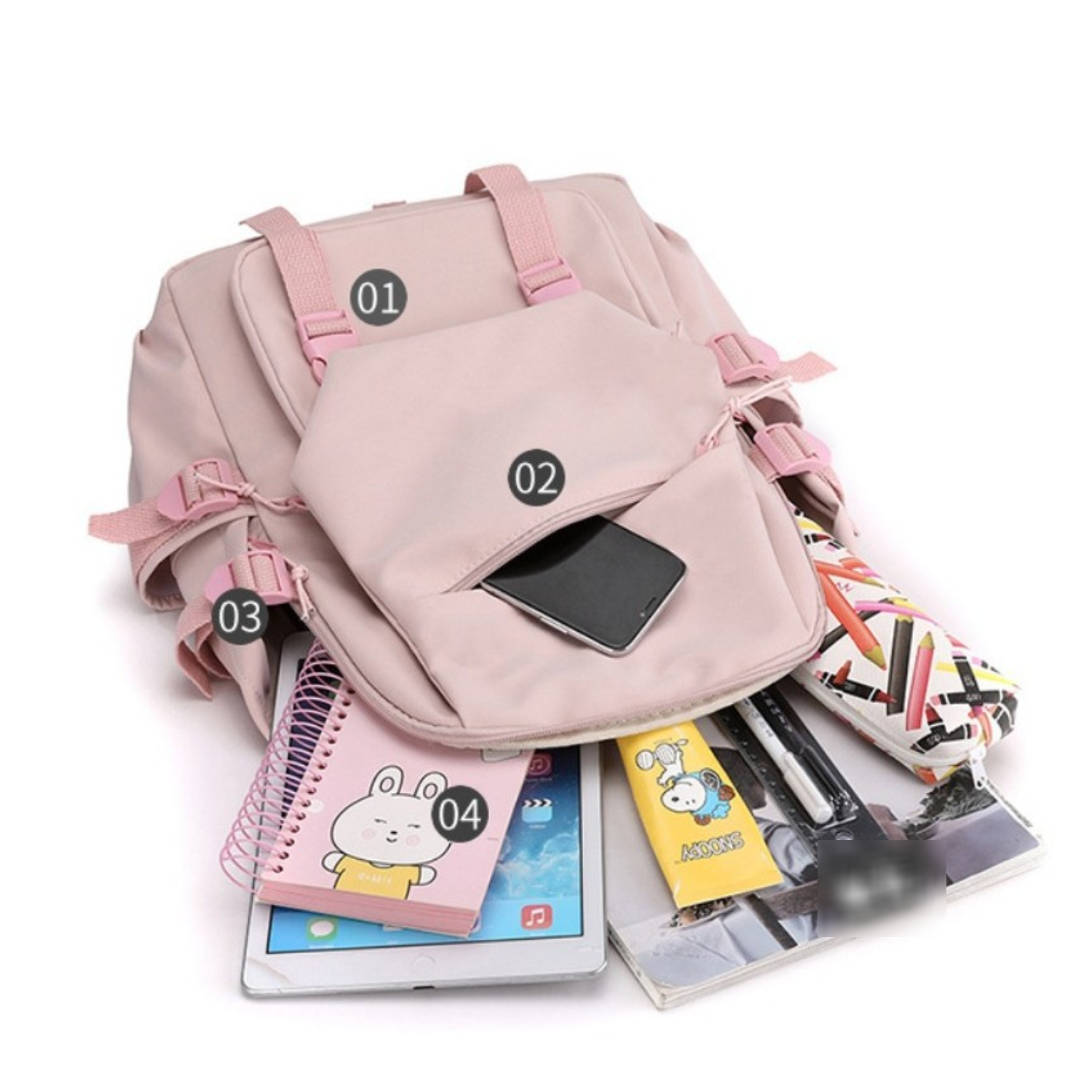 Water-Resistant Polyester Multi-Pocket Backpack 7