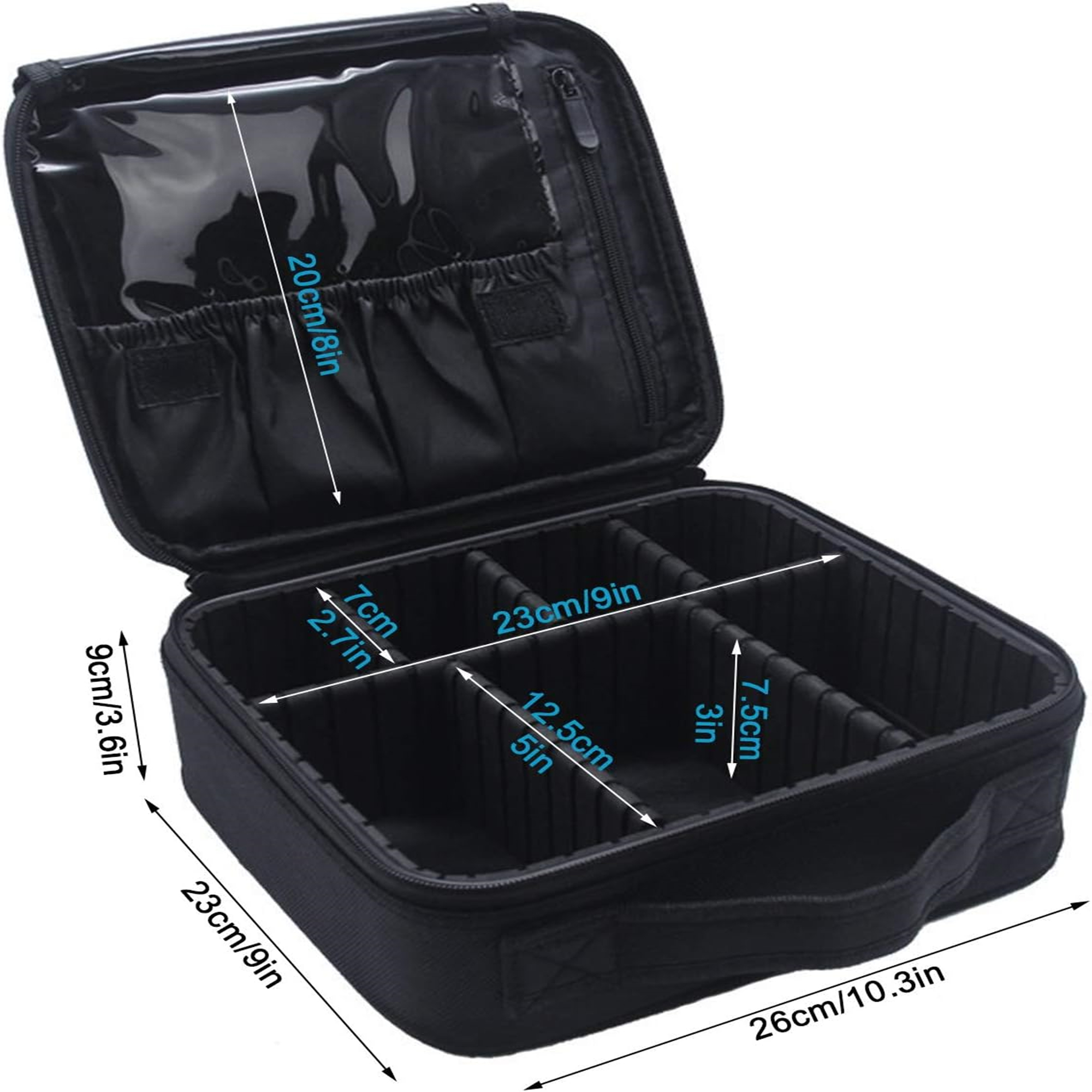 Travel Makeup Bag With Adjustable Dividers 4