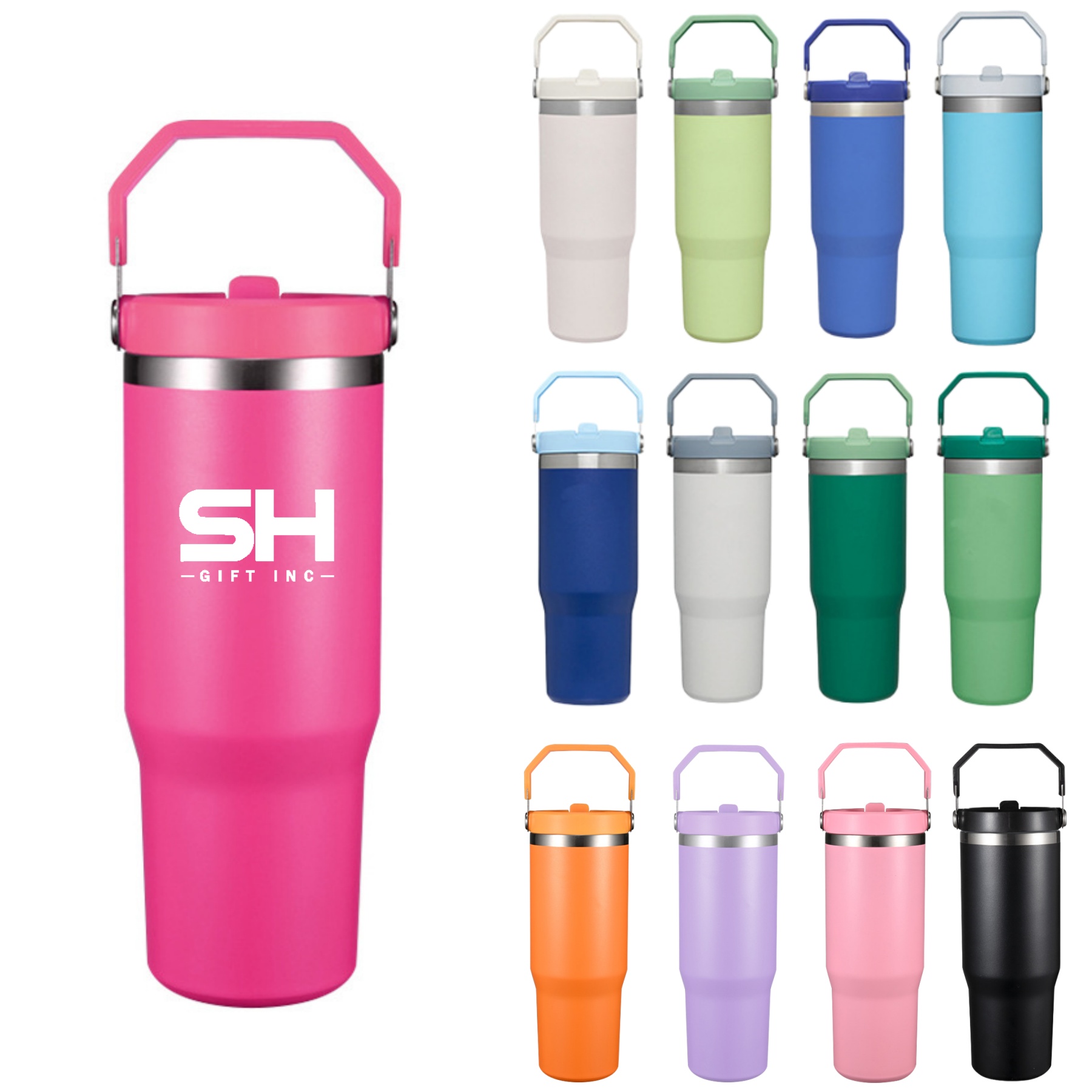 30oz Flip Straw Tumbler with Handle 2