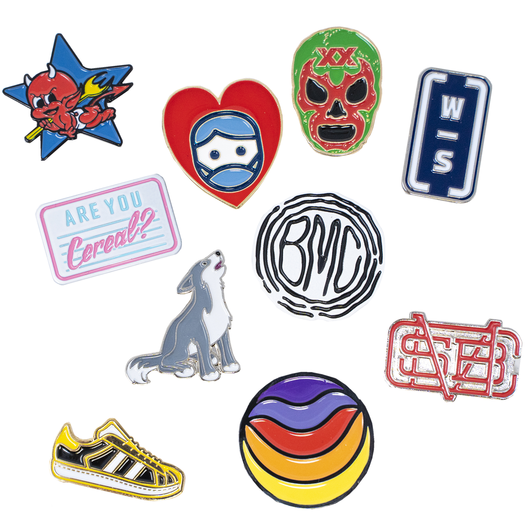 Diestruck Soft Enamel Lapel Pins: 1" W x 1" H 3
