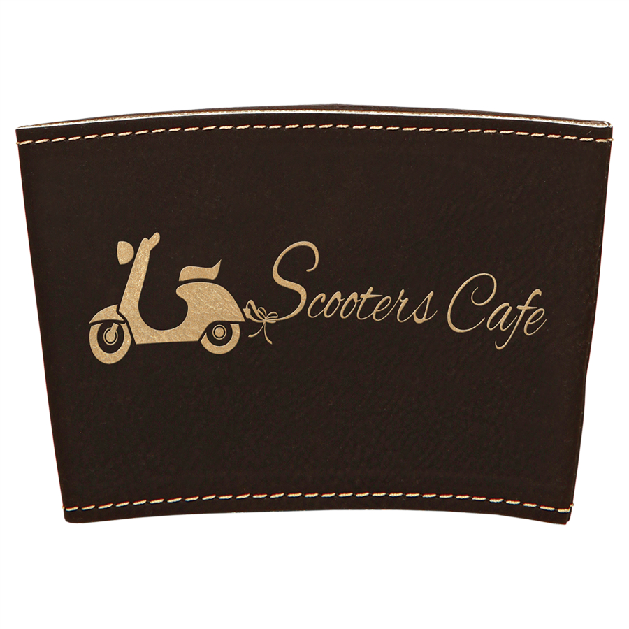 3" Black/Gold Leatherette Mug Sleeve 3