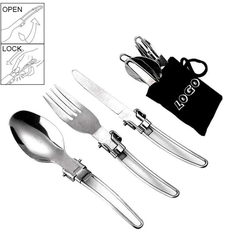 3 Pcs Collapsible  Stainless Steel Cutlery Kit 2