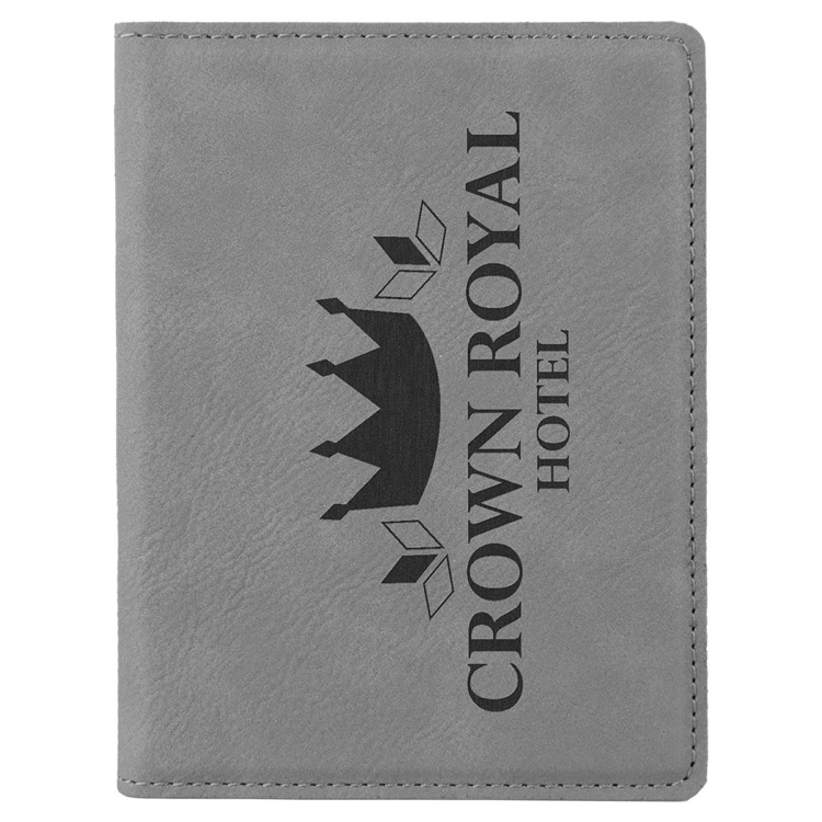 4 1/4" x 5 1/2" Gray Leatherette Passport Holder 4