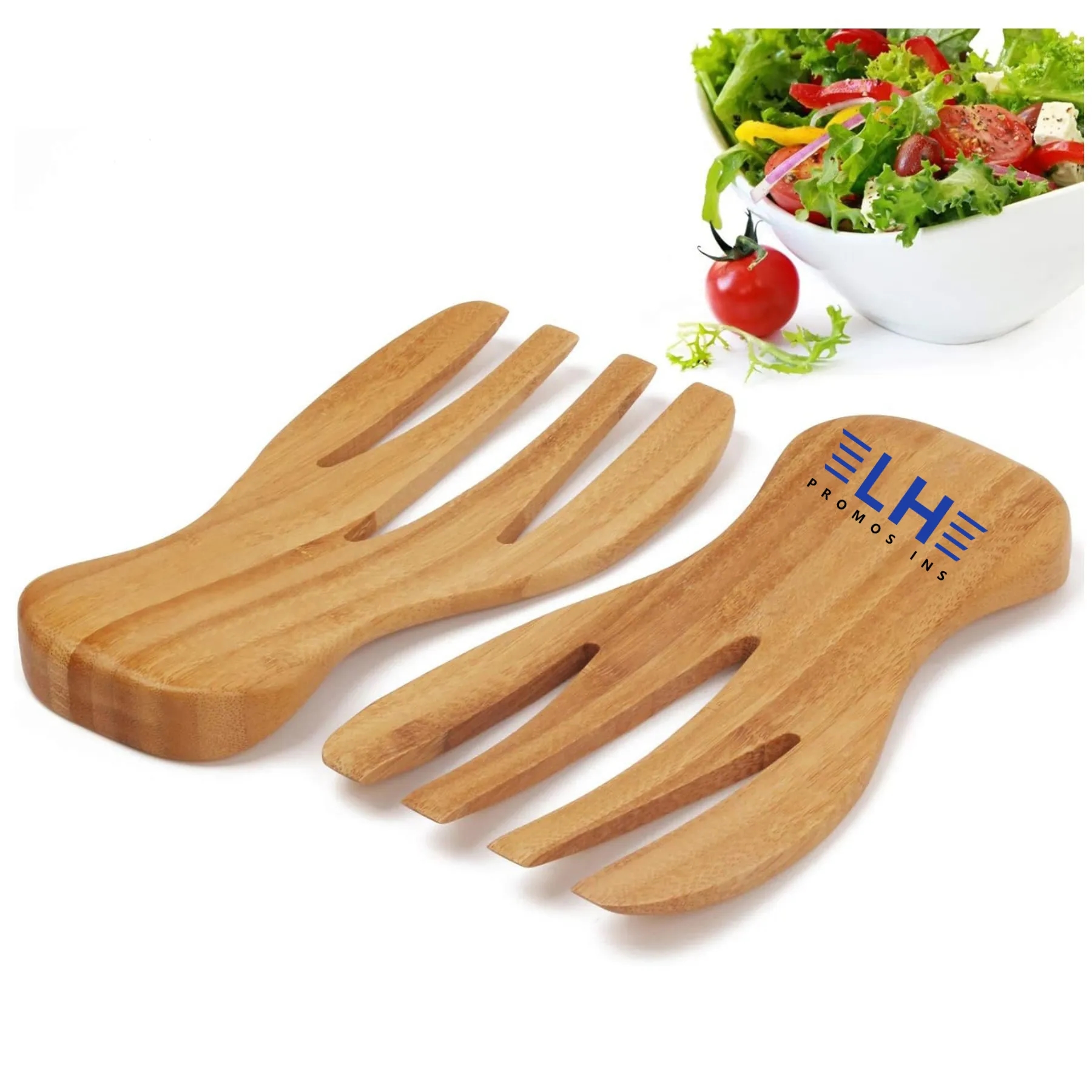 Eco Friendly Bamboo Salad Serving Hands 2